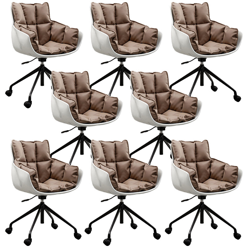 Mid-Back Cotton Upholstered Office Chair Swivel Home Office Chair