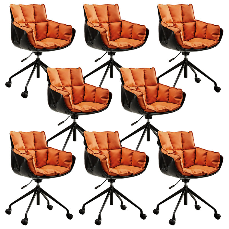 Mid-Back Cotton Upholstered Office Chair Swivel Home Office Chair