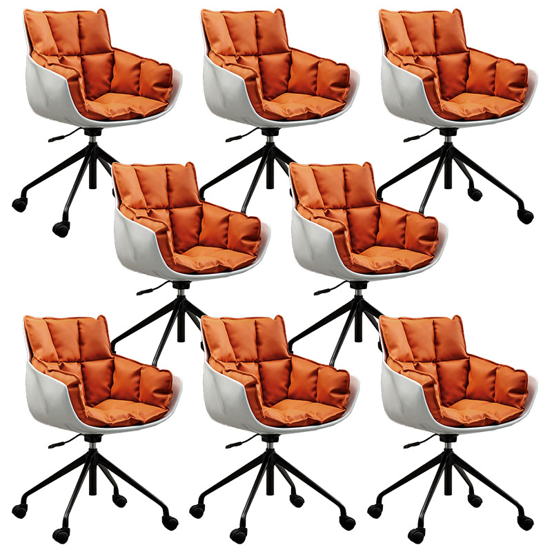 Mid-Back Cotton Upholstered Office Chair Swivel Home Office Chair