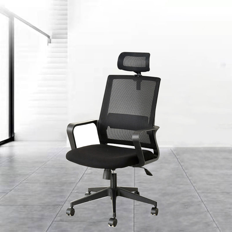 Modern Fixed Arms Office Chair Nylon Black High Back Home Office Chair