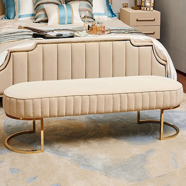 Glam Velvet Foam Bench Solid Color Bench with Legs for Bedroom