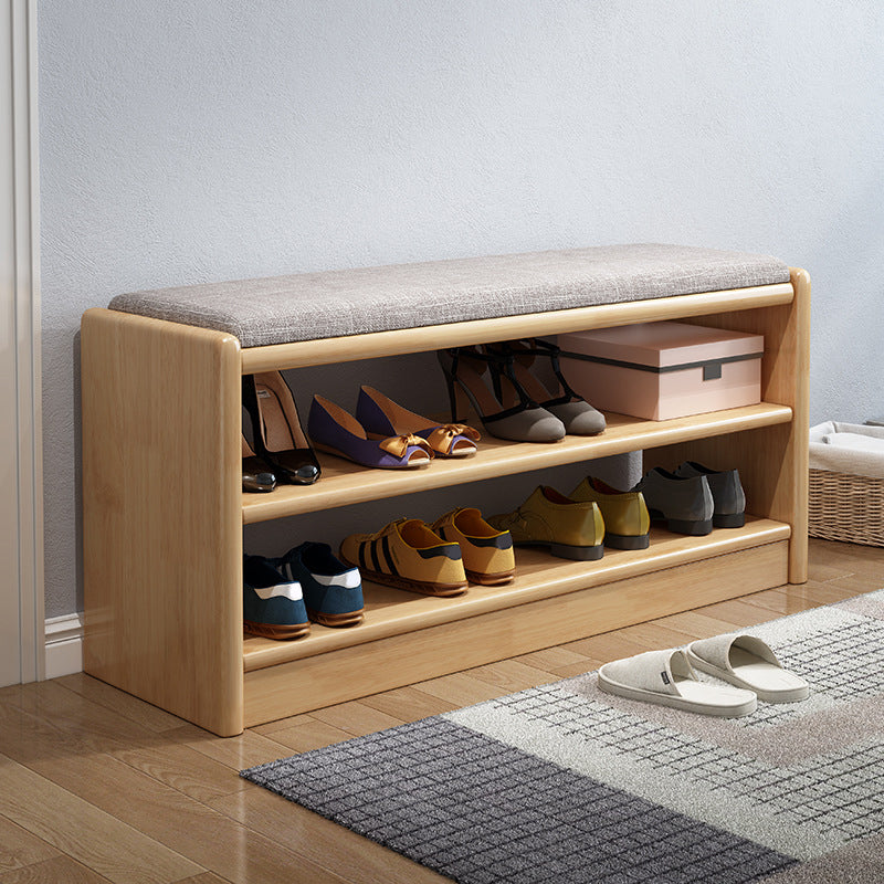 13.78" W Modern Entryway Bench Rubberwood Bench with Shoe Storage