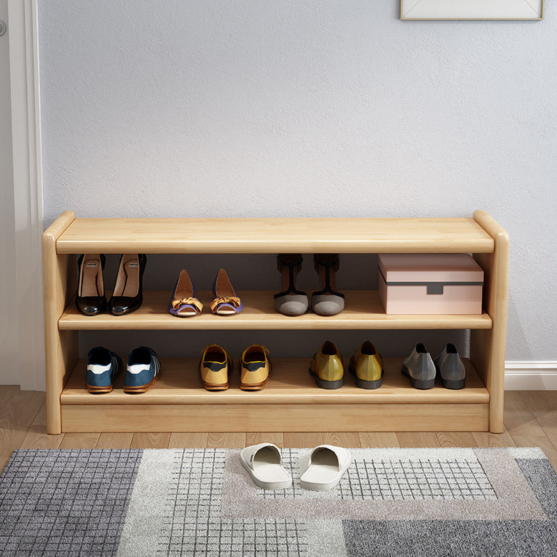 13.78" W Modern Entryway Bench Rubberwood Bench with Shoe Storage