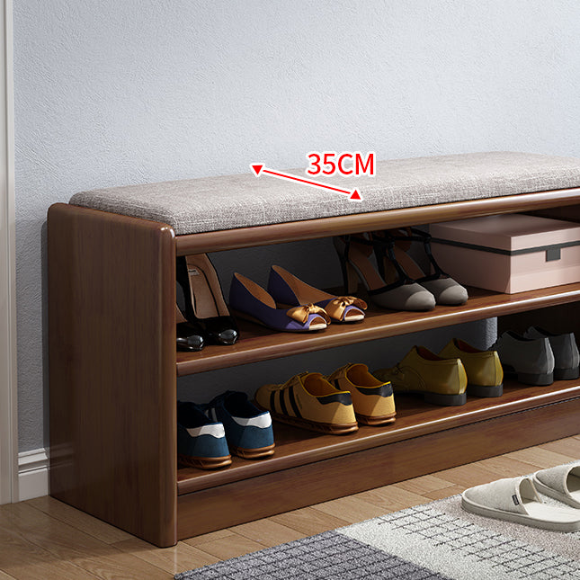 13.78" W Modern Entryway Bench Rubberwood Bench with Shoe Storage