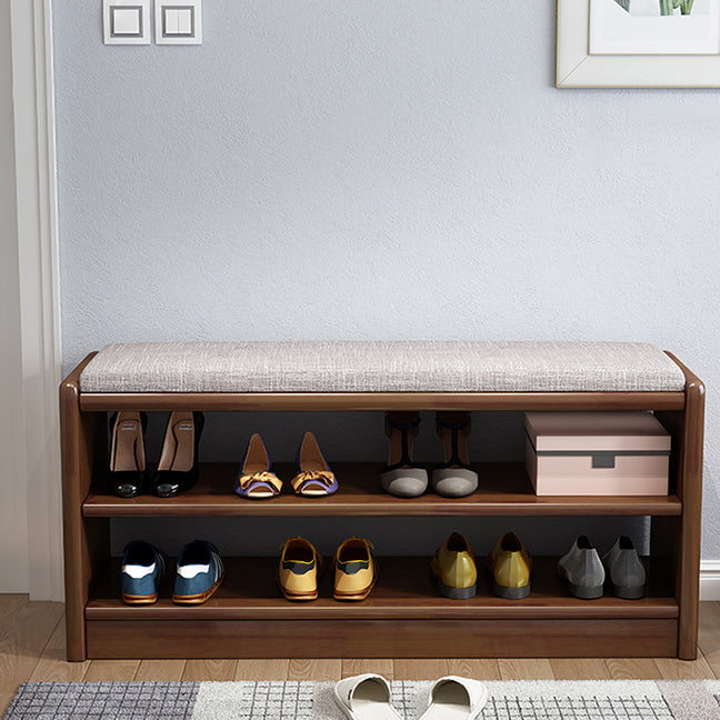 13.78" W Modern Entryway Bench Rubberwood Bench with Shoe Storage