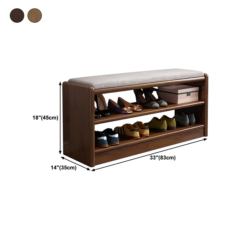 13.78" W Modern Entryway Bench Rubberwood Bench with Shoe Storage