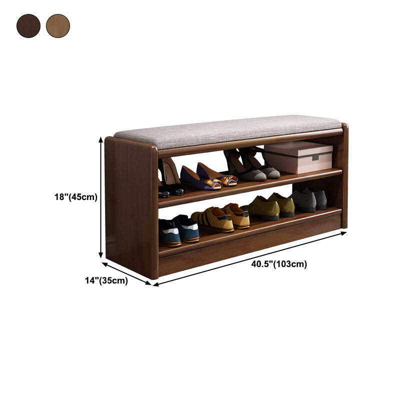 13.78" W Modern Entryway Bench Rubberwood Bench with Shoe Storage