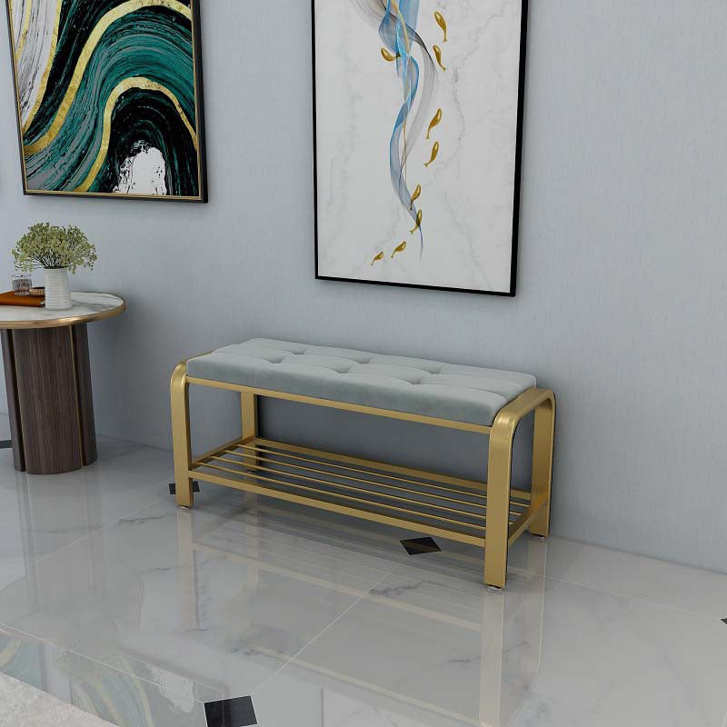 Modern Shoe Storage Bench Velvet Foam Bench with Legs for Living Room