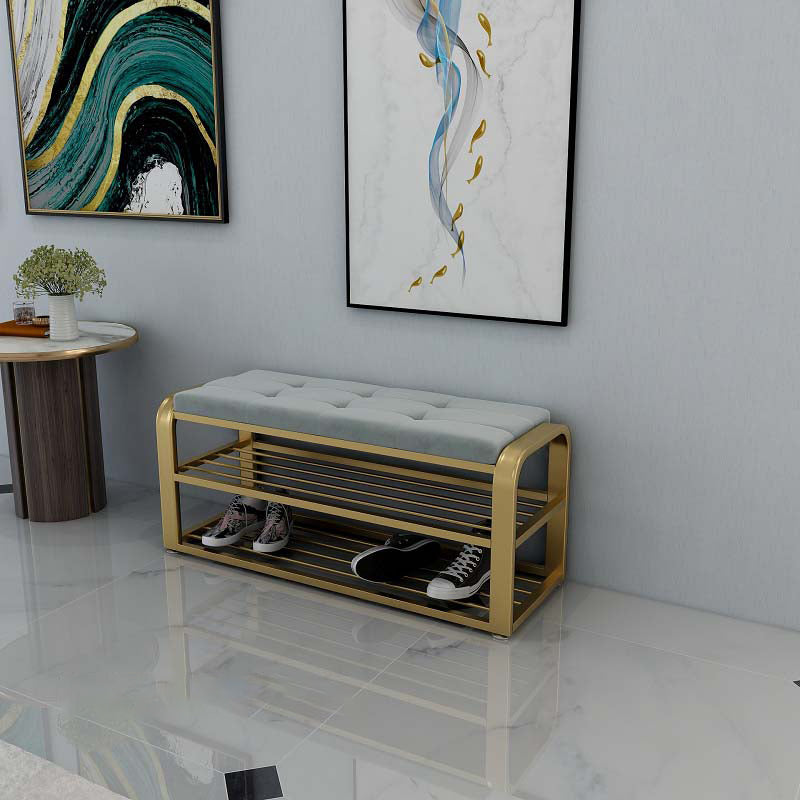 Modern Shoe Storage Bench Velvet Foam Bench with Legs for Living Room