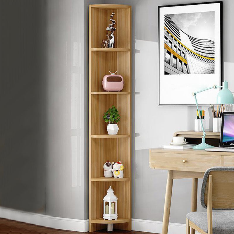 Modern Solid Engineered Bookcase White Geometric Bookshelf for Living Room