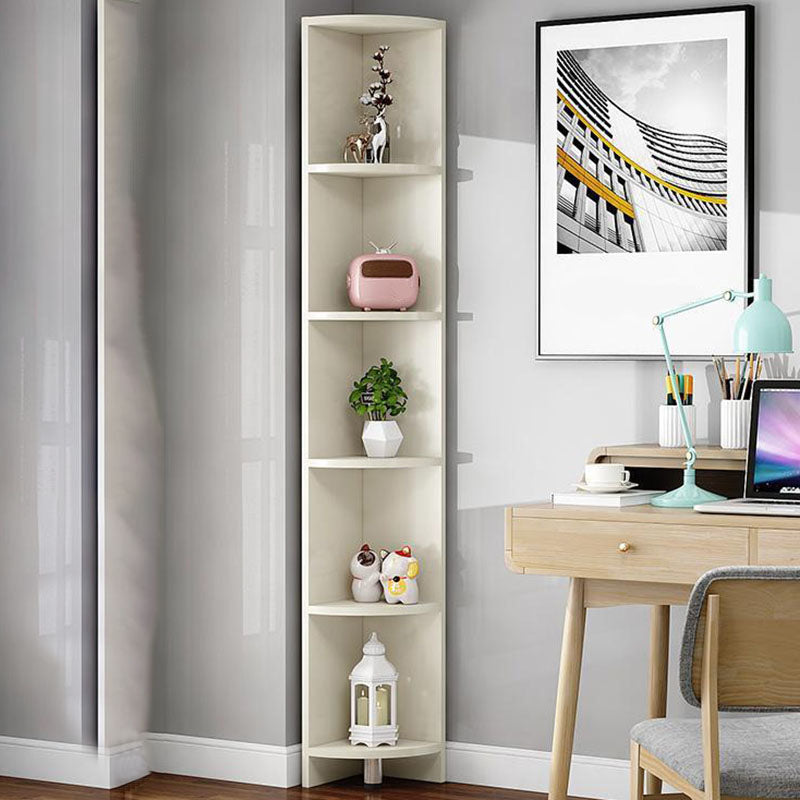 Modern Solid Engineered Bookcase White Geometric Bookshelf for Living Room