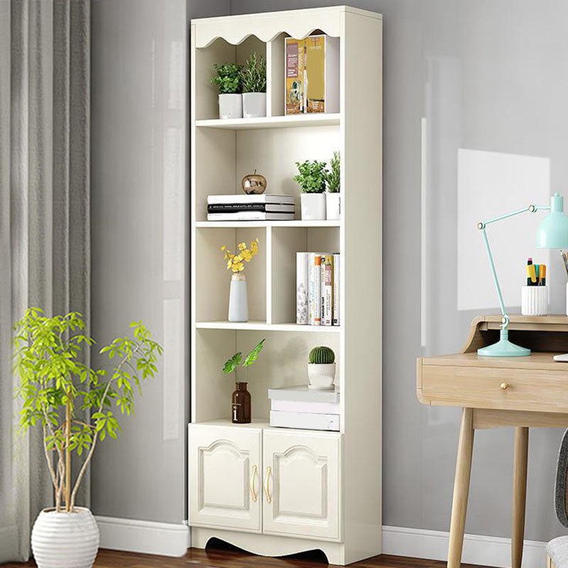 Modern Solid Engineered Bookcase White Geometric Bookshelf for Living Room