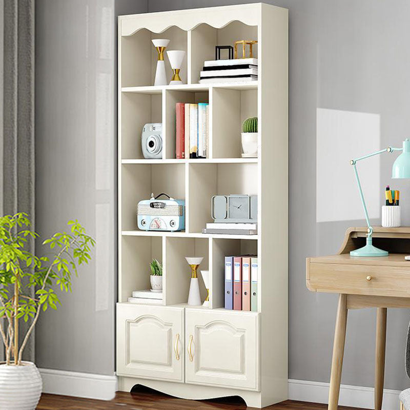 Modern Solid Engineered Bookcase White Geometric Bookshelf for Living Room