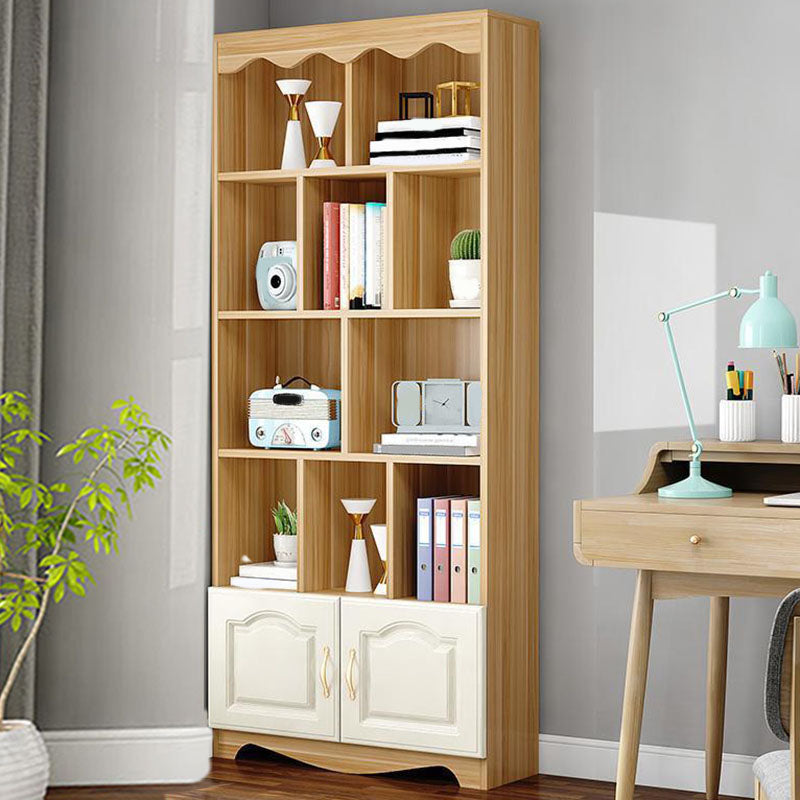 Modern Solid Engineered Bookcase White Geometric Bookshelf for Living Room