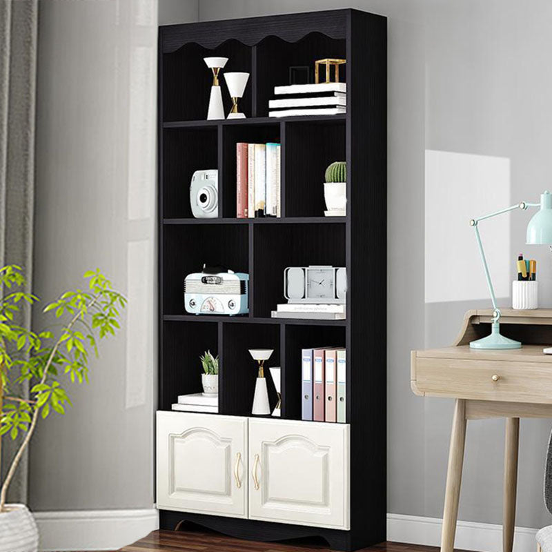 Modern Solid Engineered Bookcase White Geometric Bookshelf for Living Room