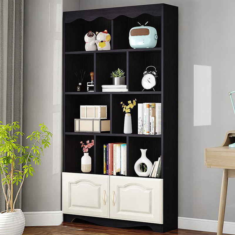 Modern Solid Engineered Bookcase White Geometric Bookshelf for Living Room