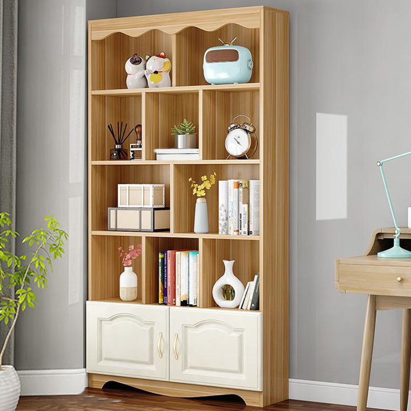 Modern Solid Engineered Bookcase White Geometric Bookshelf for Living Room