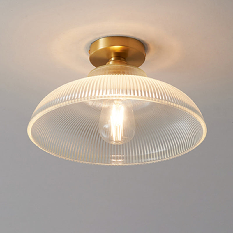 Single Golden Flush Mount Lighting Modernism Glass Shaded Ceiling Light