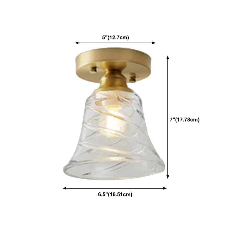 Golden Single Flush Mount Lighting Modernism Glass Shaded Ceiling Light