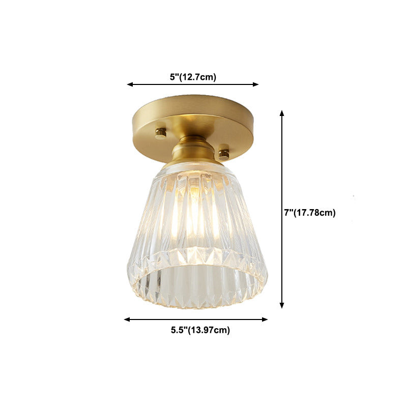 Golden Single Flush Mount Lighting Modernism Glass Shaded Ceiling Light