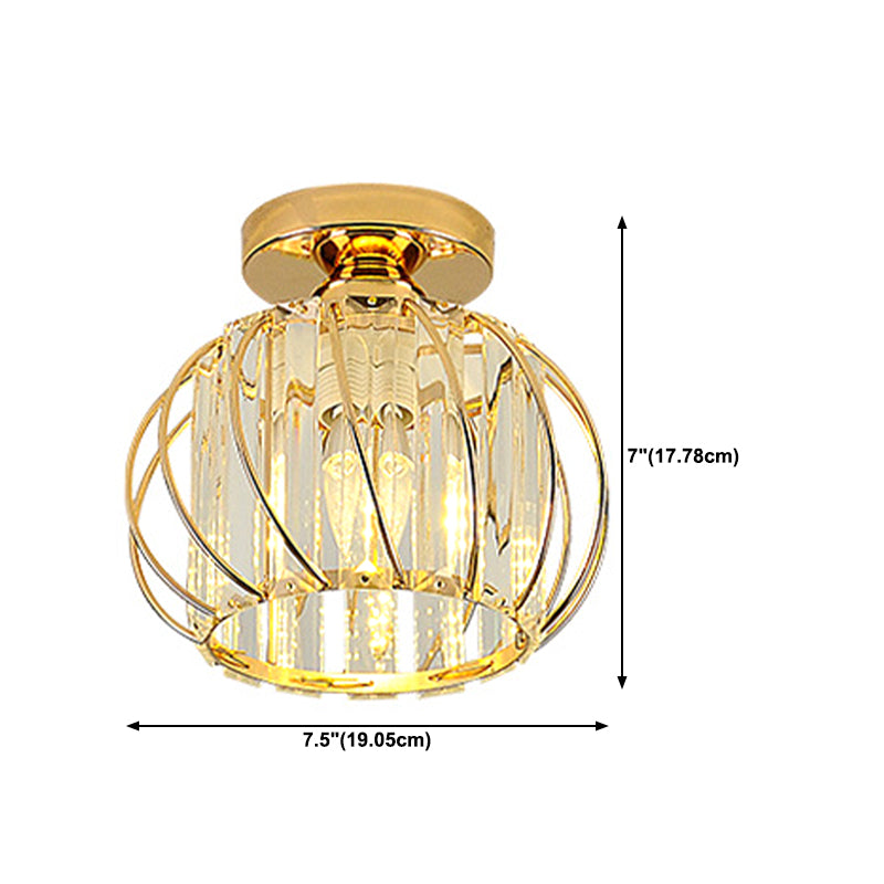 Single Golden/Black Flush Mount Lighting Glam Glass Shaded Ceiling Light