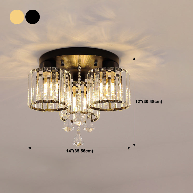 3/5/6/8-Light Golden Flush Mount Lighting Modernism Glass Shaded Ceiling Light