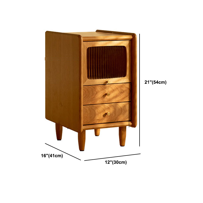 Medium Wood Night Table Contemporary Drawers Bedside Cabinet