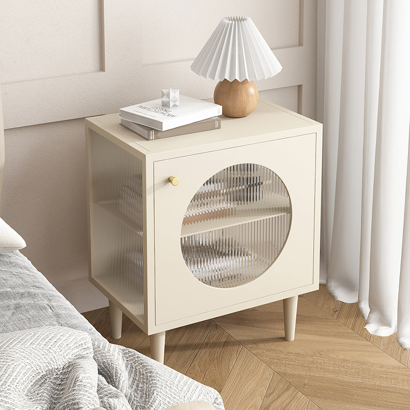 Contemporary Metal Accent Table Nightstand 1 Door Bedside Cabinet