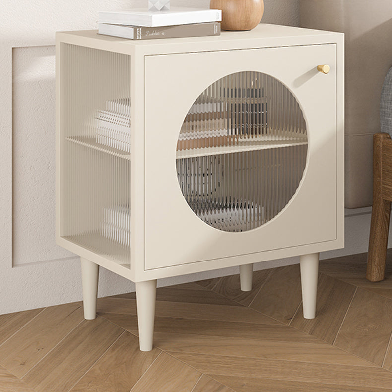 Contemporary Metal Accent Table Nightstand 1 Door Bedside Cabinet