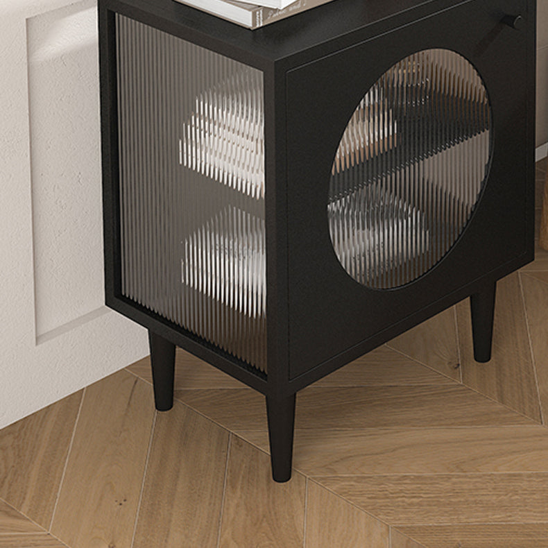 Contemporary Metal Accent Table Nightstand 1 Door Bedside Cabinet