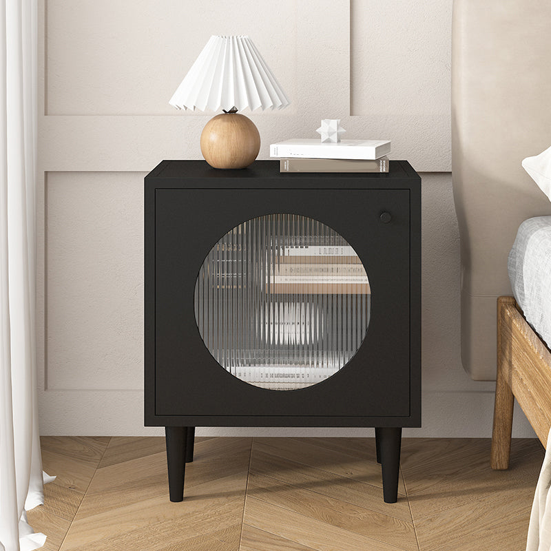 Contemporary Metal Accent Table Nightstand 1 Door Bedside Cabinet