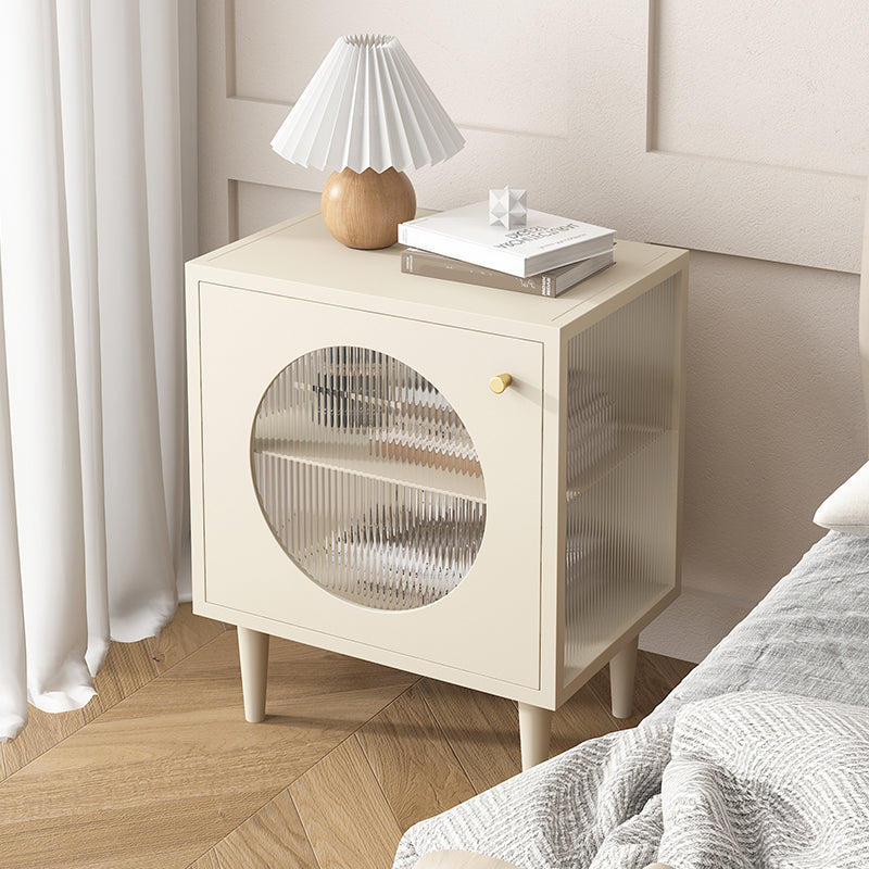 Contemporary Metal Accent Table Nightstand 1 Door Bedside Cabinet