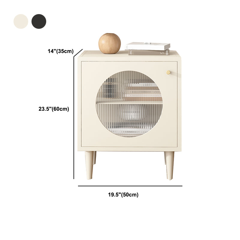 Contemporary Metal Accent Table Nightstand 1 Door Bedside Cabinet