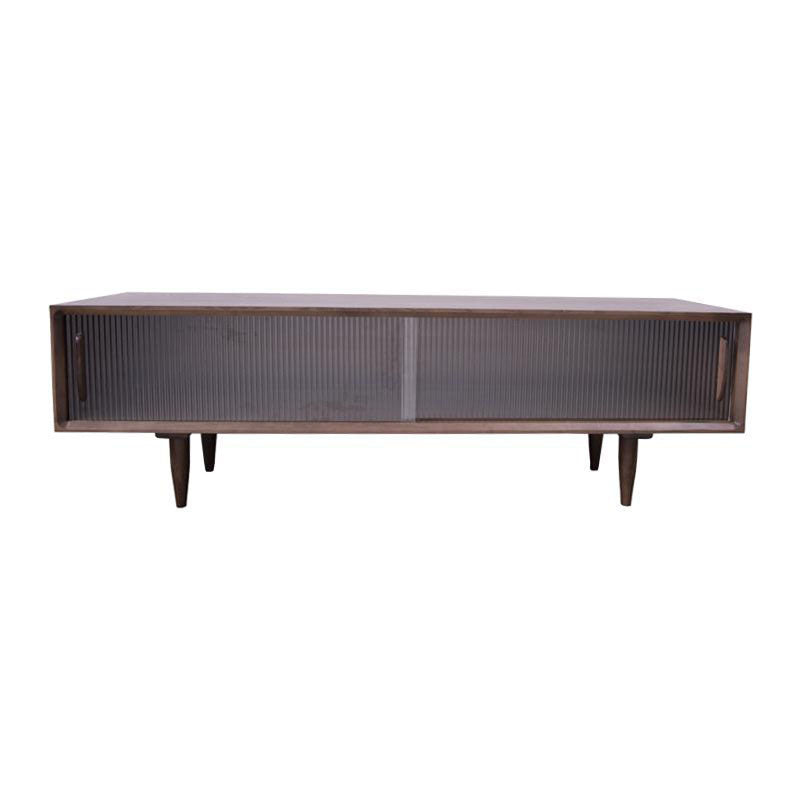 Contemporary TV Stand Console Solid Wood TV Media Stand with Doors