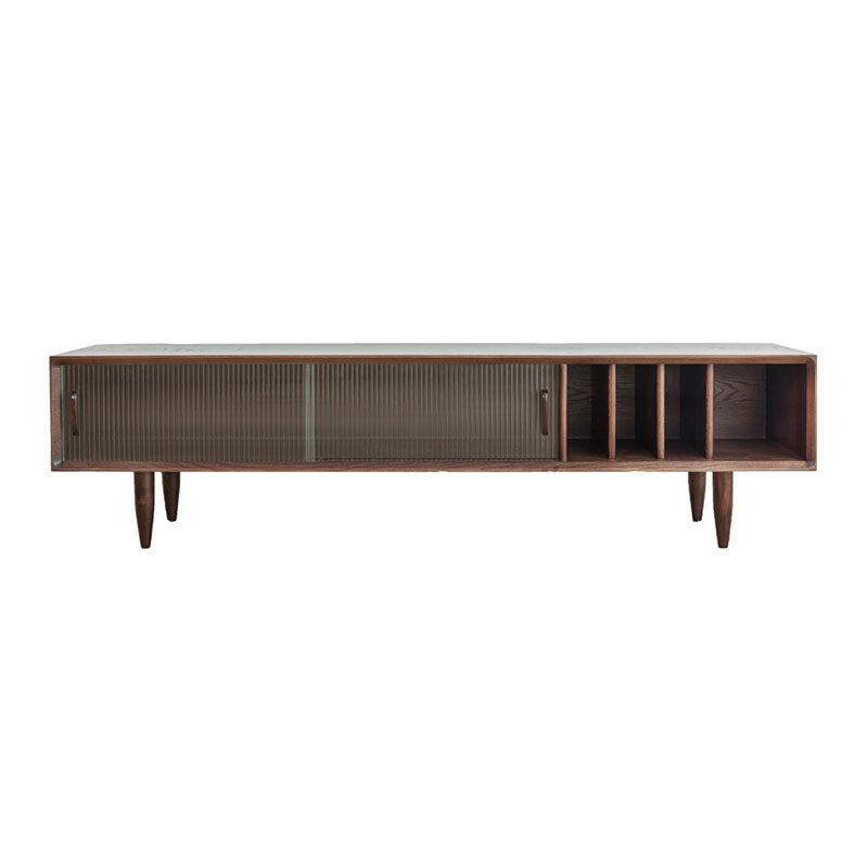 Contemporary TV Stand Console Solid Wood TV Media Stand with Doors