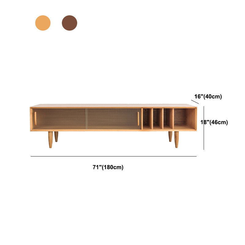 Contemporary TV Stand Console Solid Wood TV Media Stand with Doors