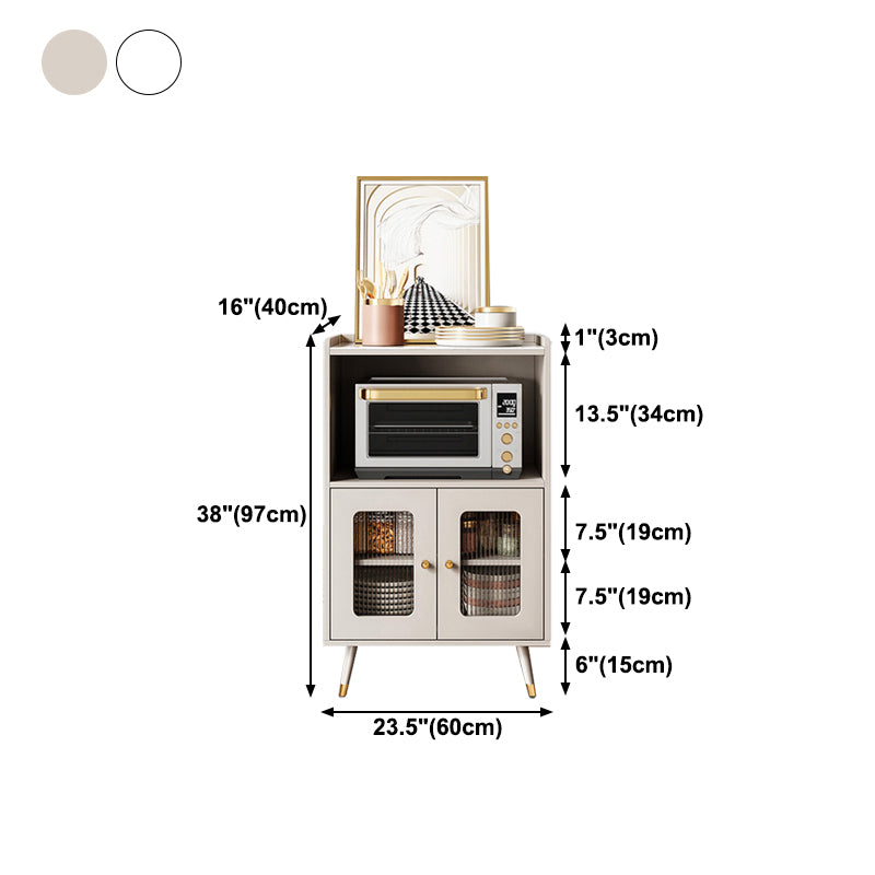 Glam Engineered Wood Sideboard Adjustable Shelving Credenza with Stone Top for Living Room