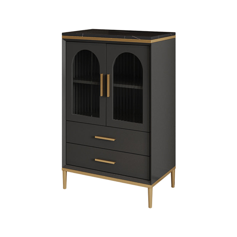 Glam Style Cupboard Artificial Wood Frame and Glass Door Kitchen Sideboard for Dining Room