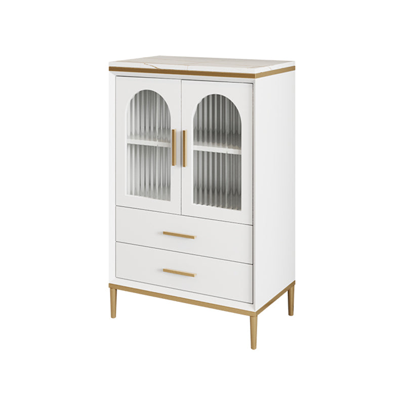 Glam Style Cupboard Artificial Wood Frame and Glass Door Kitchen Sideboard for Dining Room