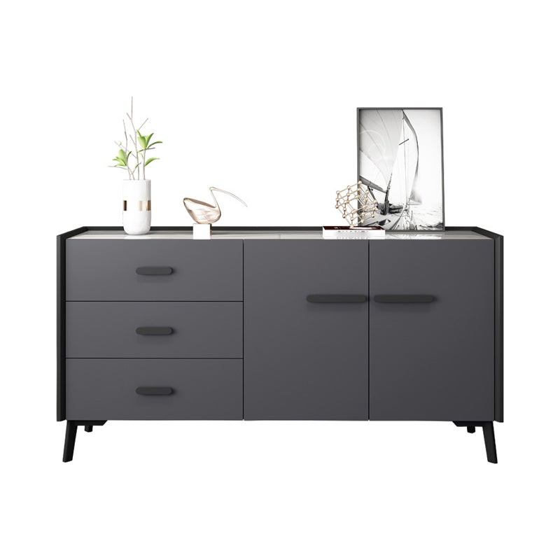 3-Drawer Pine Wood Sideboard Modern Credenza with Stone Countertop for Living Room