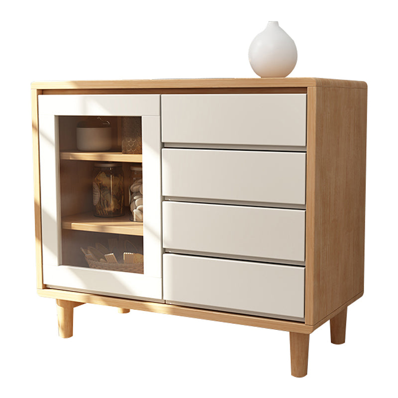 Rubber Wood Dining Room Sideboard Cabinet 35.5"L Modern Credenza with Drawers and Storage