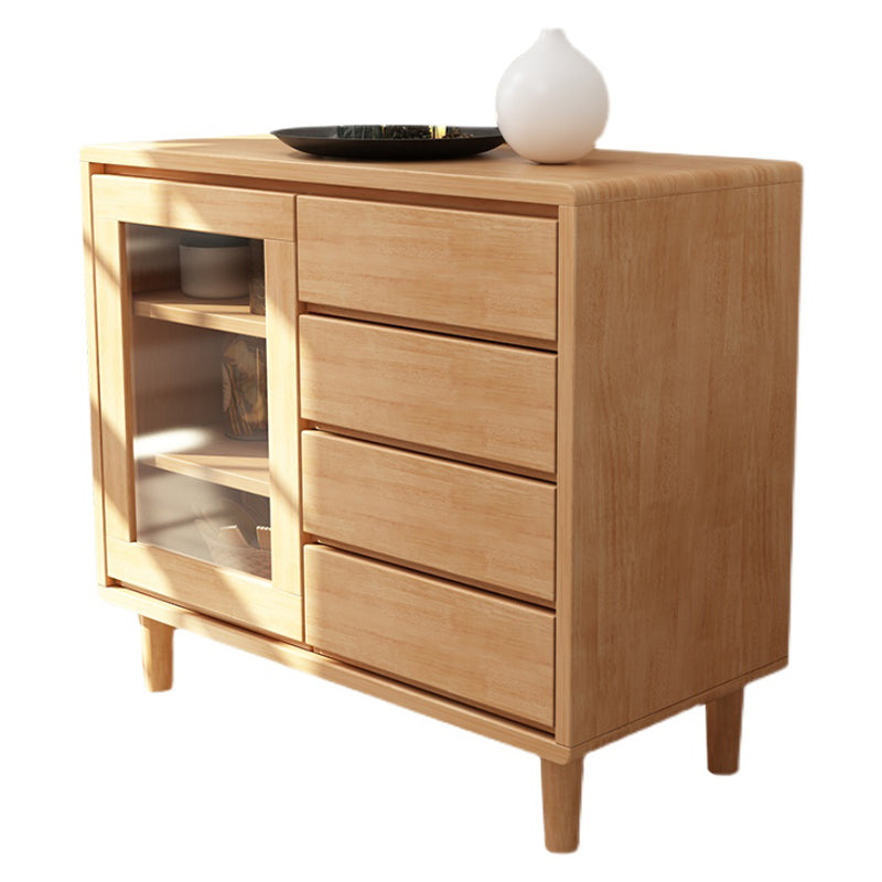 Rubber Wood Dining Room Sideboard Cabinet 35.5"L Modern Credenza with Drawers and Storage