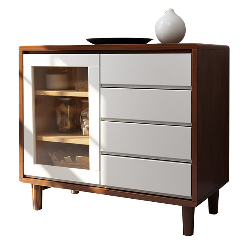 Rubber Wood Dining Room Sideboard Cabinet 35.5"L Modern Credenza with Drawers and Storage