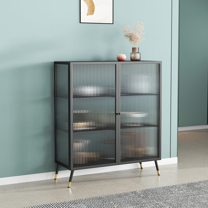 Iron Dining Room Sideboard Cabinet Glam Server Cabinet with Storage