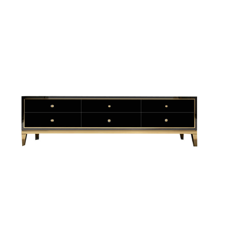 Glam Glass TV Media Console Enclosed Storage TV Stand with Drawers