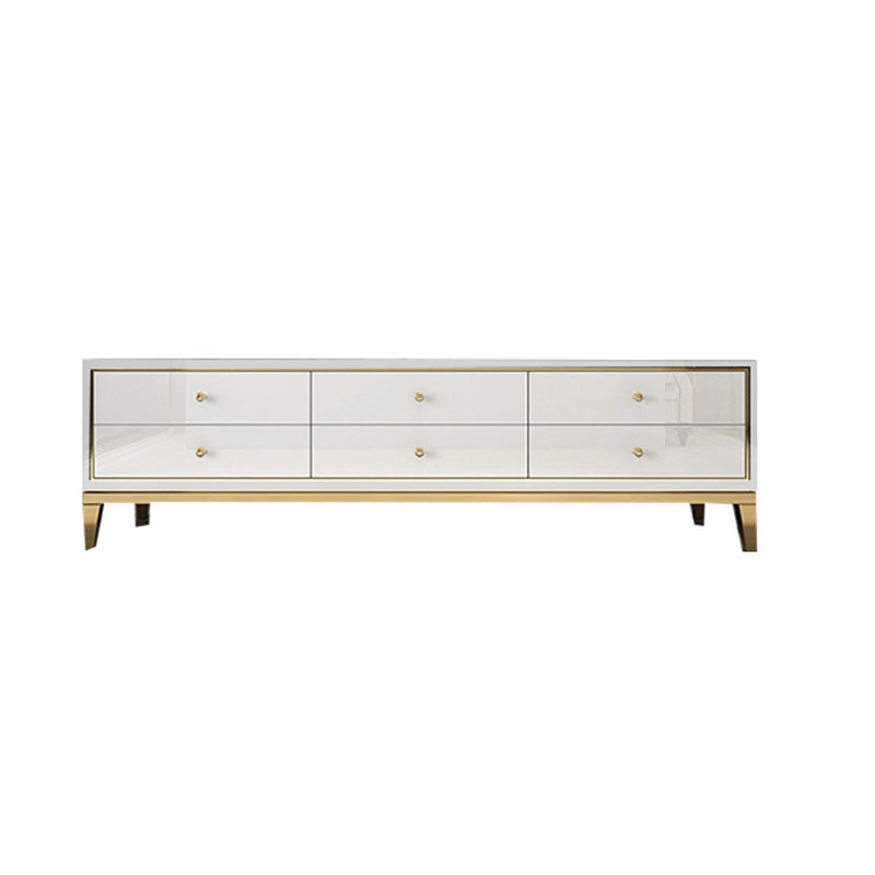 Glam Glass TV Media Console Enclosed Storage TV Stand with Drawers