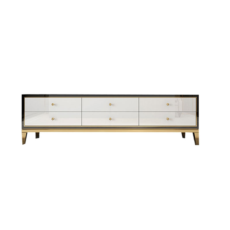 Glam Glass TV Media Console Enclosed Storage TV Stand with Drawers