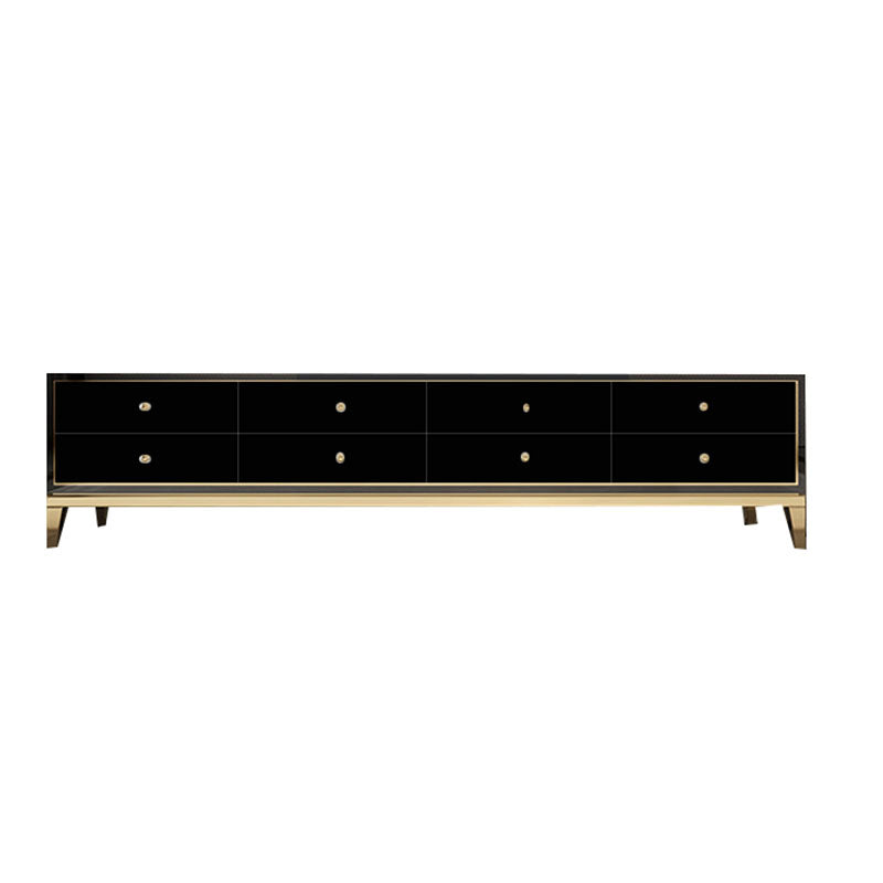 Glam Glass TV Media Console Enclosed Storage TV Stand with Drawers