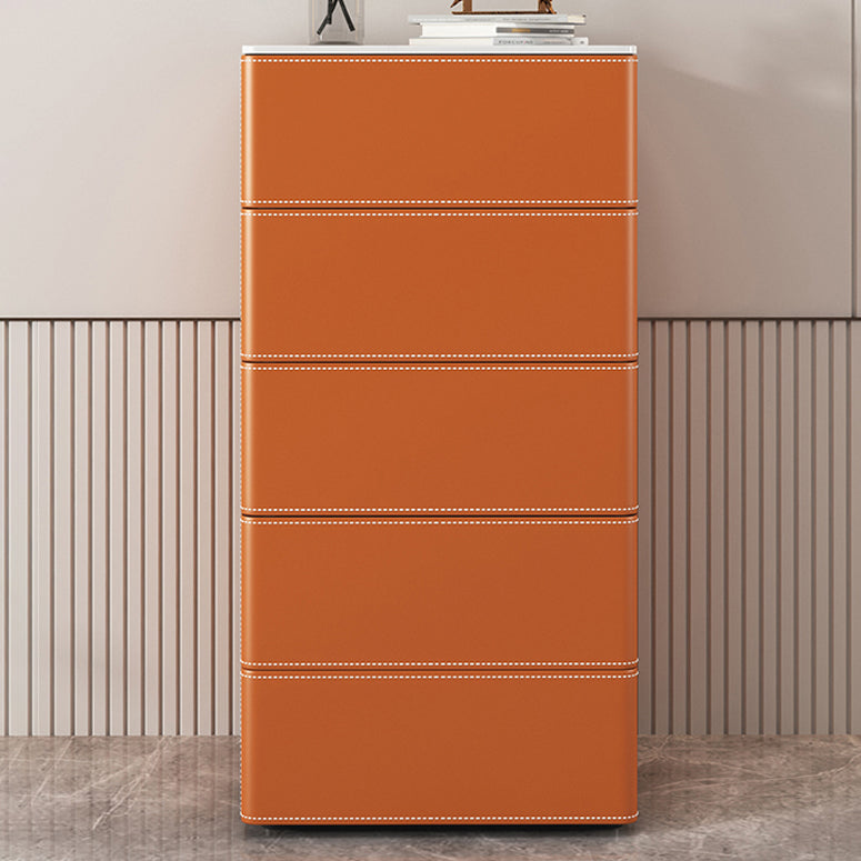 Modern Style Stone Buffet Sideboard 19.6"L Dining Room Buffet Server in Orange