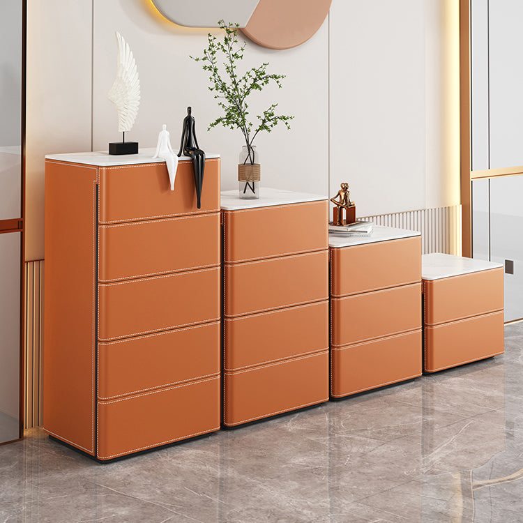 Modern Style Stone Buffet Sideboard 19.6"L Dining Room Buffet Server in Orange